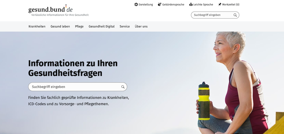 Screenshot der Website www.gesund.bund.de