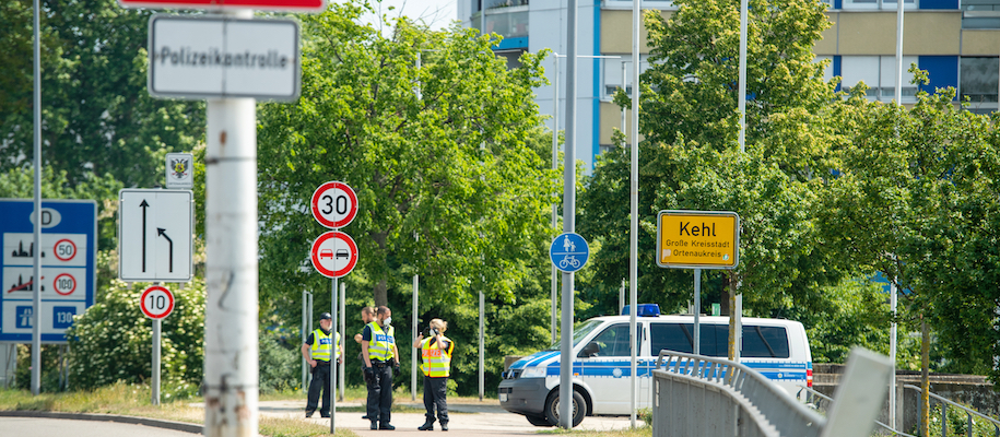 Polizeikontrolle am Grenzübertritt Kehl