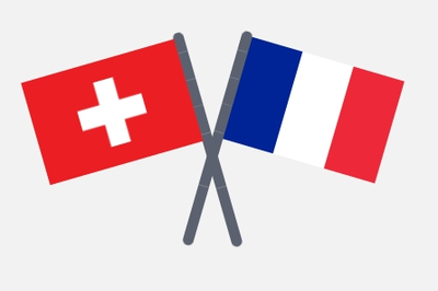Flaggen von Frankreich und der Schweiz 
